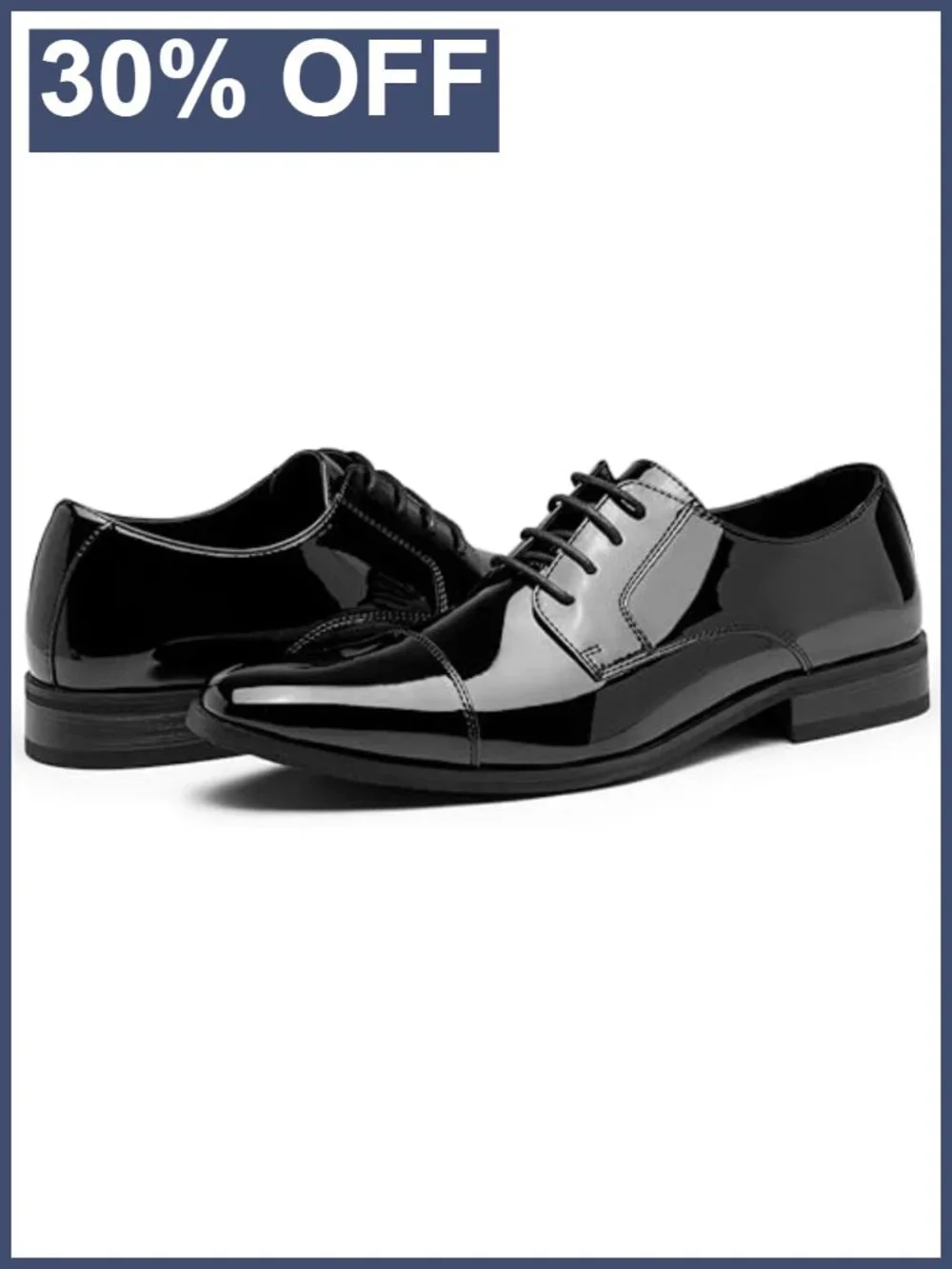 Patent Leather Cap Toe Oxford Dress Shoes for Men, Slip Resistant Tuxedo Shoes